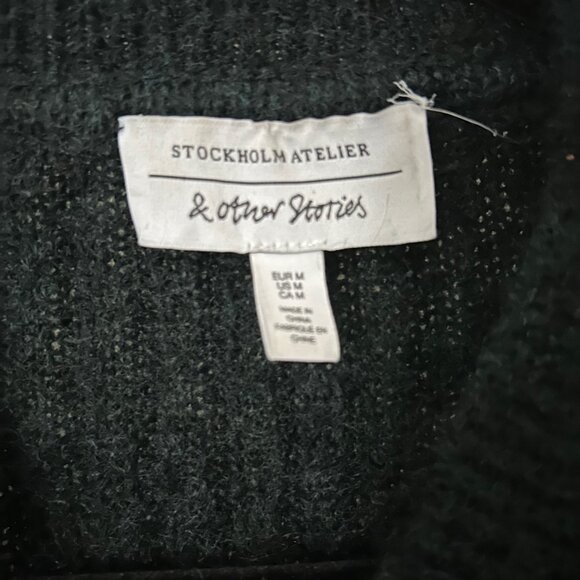 & Other Stories Zipper Wool Bomber Sweater Cardigan in green, size medium - Picture 6 of 6